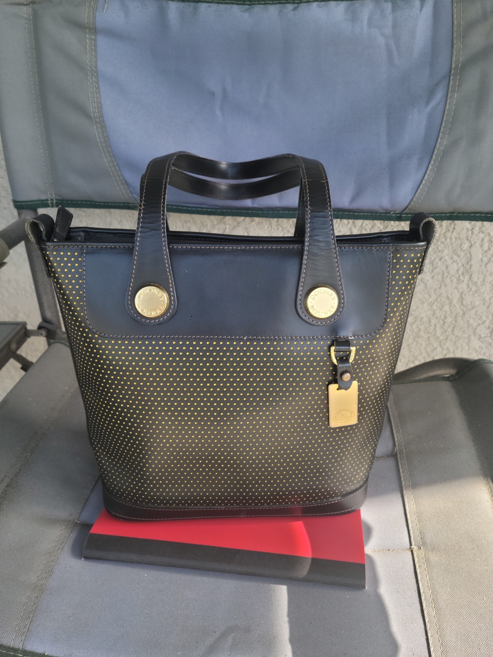 Vintage Dooney & Bourke Cabriolet Black Perforated Leather Bucket Tote Bag